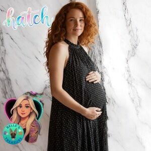 Hatch Black Polka Dot Maxi Maternity Dress